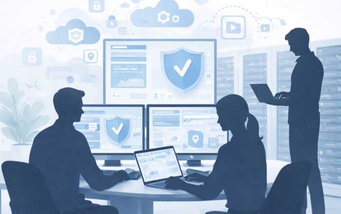 IT Professionals Monitoring Systems And Infrastructure Representing Reliable IT Support Services For Modern Businesses